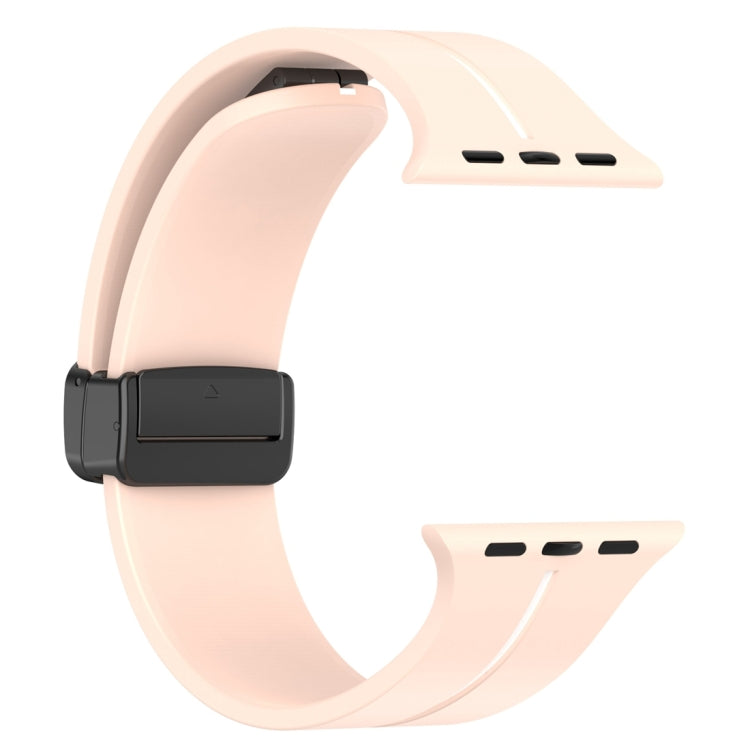 Two Color Folding Buckle Silicone Watch Band For Apple Watch 5 40mm(Pink+White)