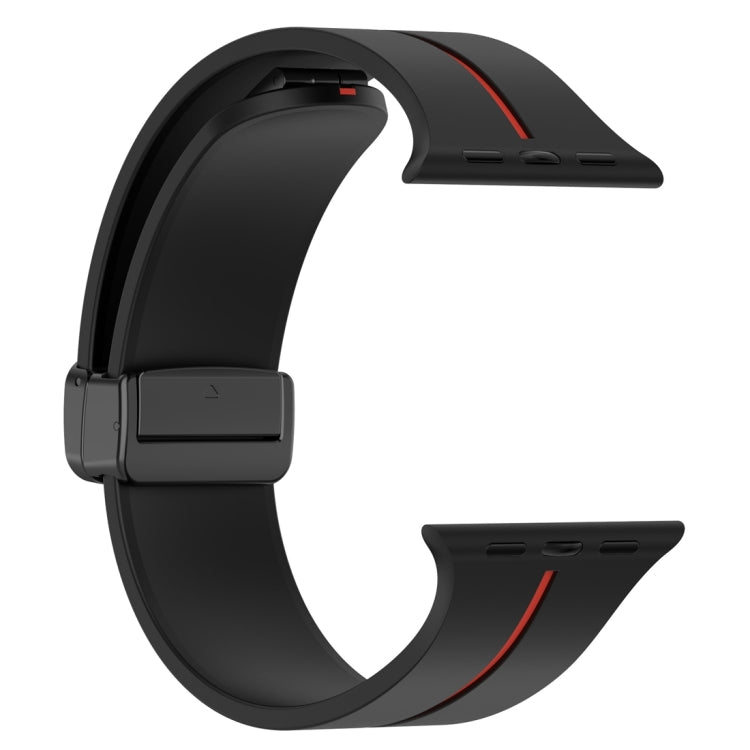 Two Color Folding Buckle Silicone Watch Band For Apple Watch 5 40mm(Black+Red)