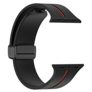 Two Color Folding Buckle Silicone Watch Band For Apple Watch 5 40mm(Black+Red)
