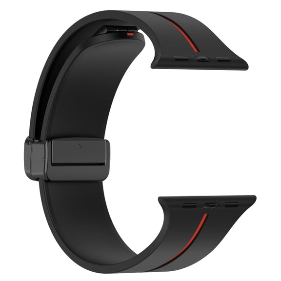 Two Color Folding Buckle Silicone Watch Band For Apple Watch 5 40mm(Black+Red)