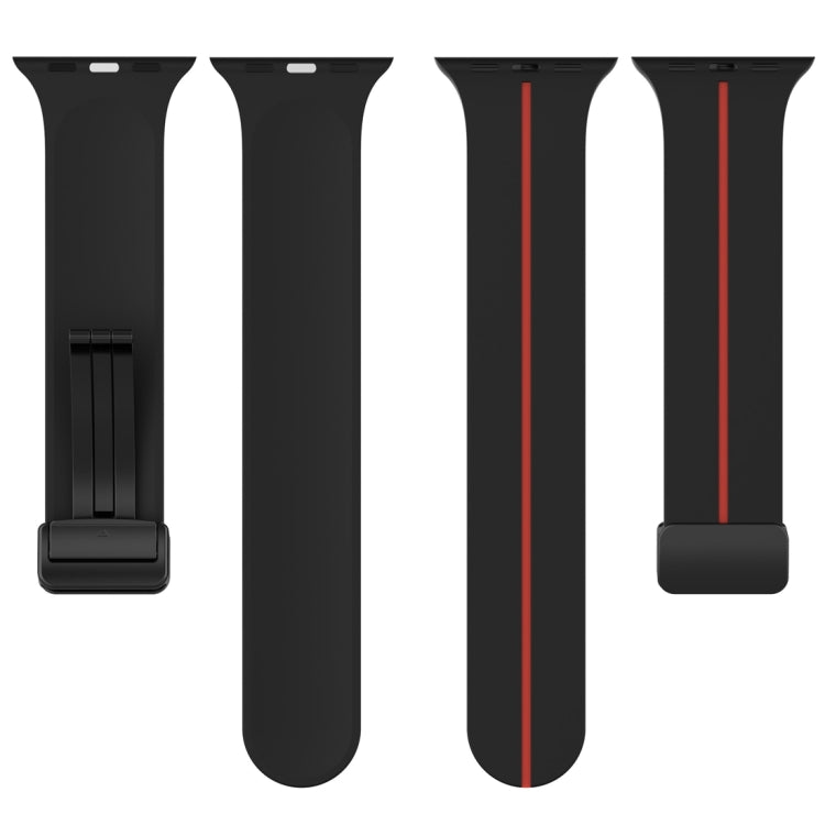 Two Color Folding Buckle Silicone Watch Band For Apple Watch 5 40mm(Black+Red)