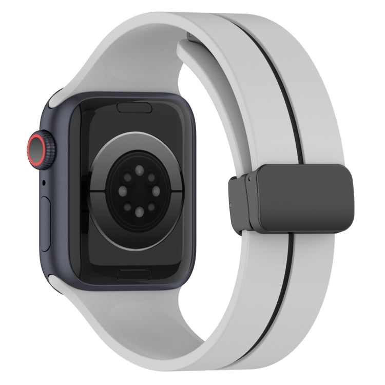 Two Color Folding Buckle Silicone Watch Band For Apple Watch 4 40mm(Light Grey+Black)
