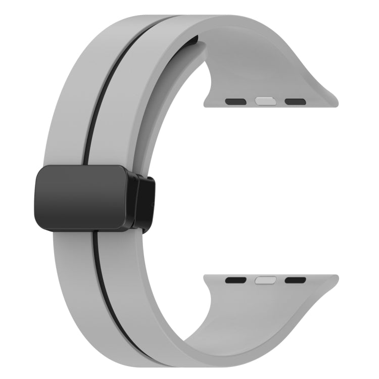 Two Color Folding Buckle Silicone Watch Band For Apple Watch 4 40mm(Light Grey+Black)