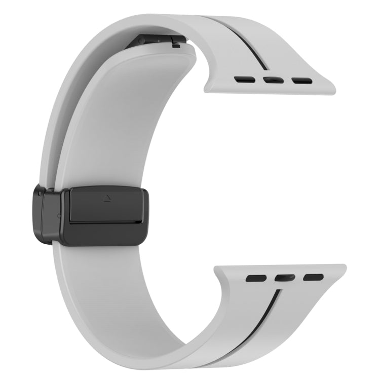 Two Color Folding Buckle Silicone Watch Band For Apple Watch 4 40mm(Light Grey+Black)