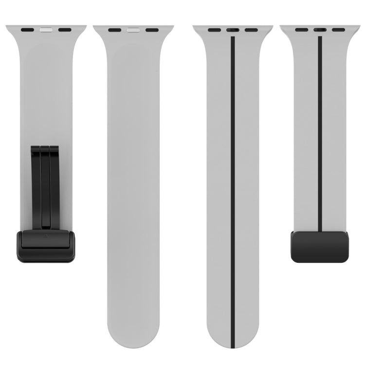 Two Color Folding Buckle Silicone Watch Band For Apple Watch 4 40mm(Light Grey+Black)