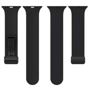 Two Color Folding Buckle Silicone Watch Band For Apple Watch 3 38mm(Black+Blue)