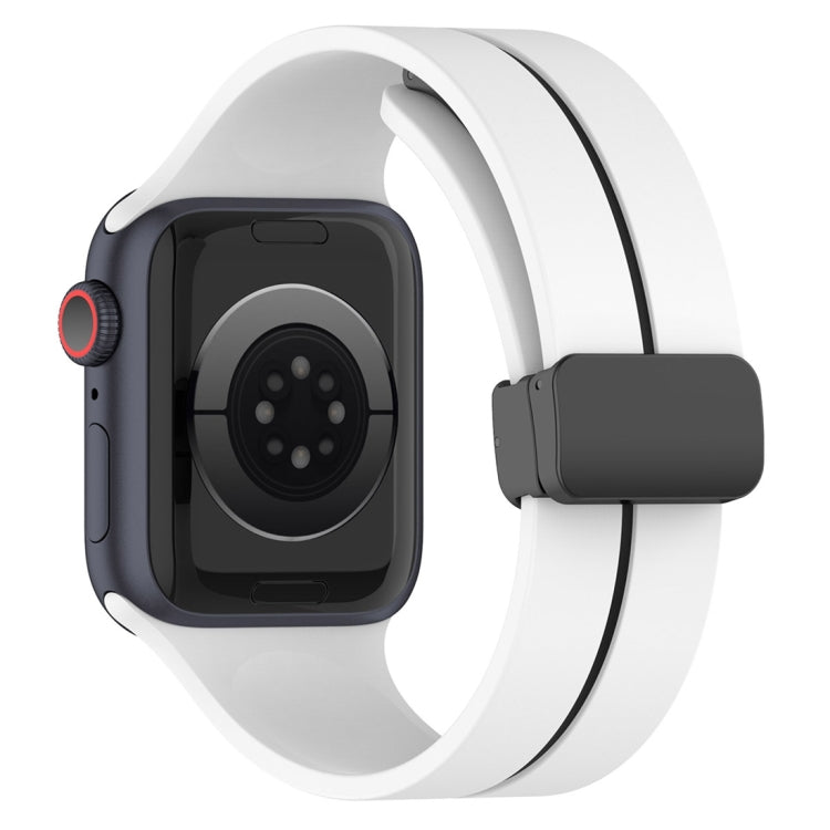 Two Color Folding Buckle Silicone Watch Band For Apple Watch 3 42mm(White+Black)