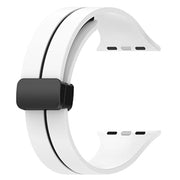 Two Color Folding Buckle Silicone Watch Band For Apple Watch 3 42mm(White+Black)