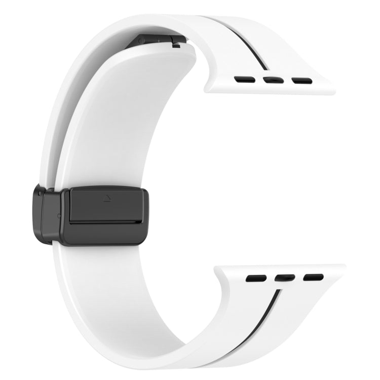 Two Color Folding Buckle Silicone Watch Band For Apple Watch 3 42mm(White+Black)