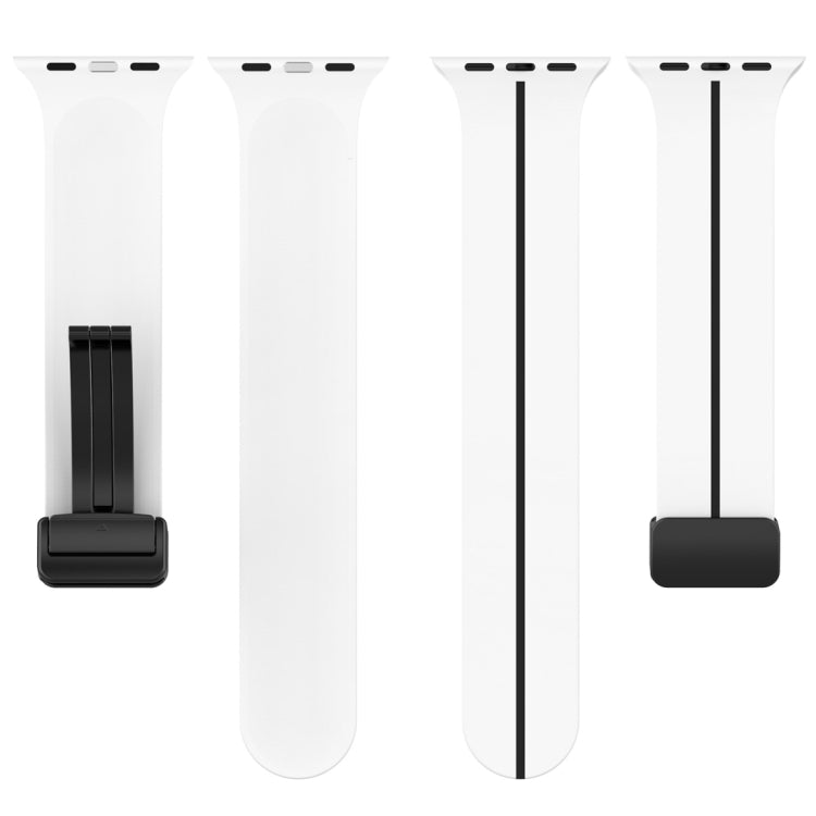 Two Color Folding Buckle Silicone Watch Band For Apple Watch 3 42mm(White+Black)