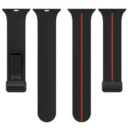 Two Color Folding Buckle Silicone Watch Band For Apple Watch 3 42mm(Black+Red)