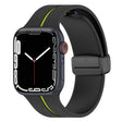 Two Color Folding Buckle Silicone Watch Band For Apple Watch 3 42mm(Black+Lime) - Watch Bands by PMC TechLife | Online Shopping South Africa | PMC TechLife