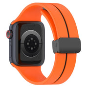 Two Color Folding Buckle Silicone Watch Band For Apple Watch 2 42 mm(Orange+Black)