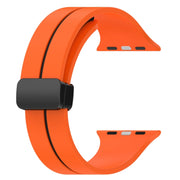 Two Color Folding Buckle Silicone Watch Band For Apple Watch 2 42 mm(Orange+Black)