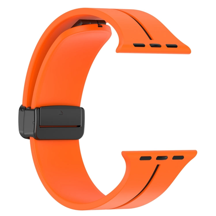 Two Color Folding Buckle Silicone Watch Band For Apple Watch 2 42 mm(Orange+Black)