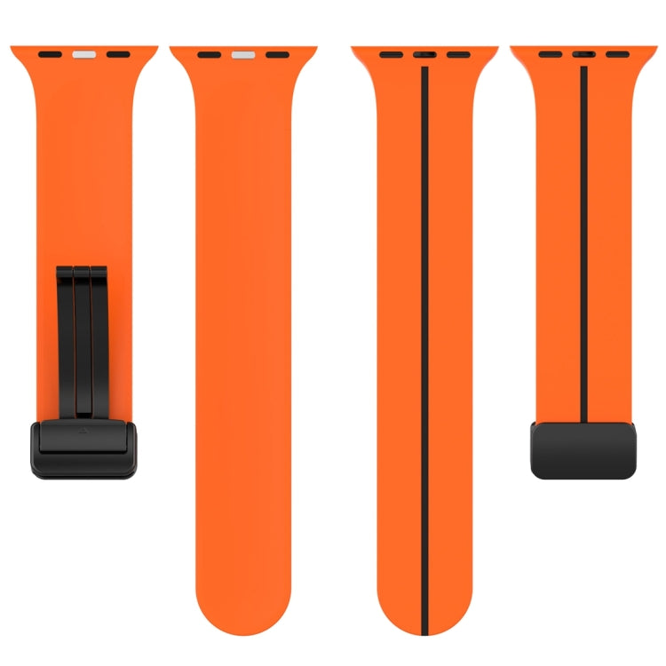 Two Color Folding Buckle Silicone Watch Band For Apple Watch 2 42 mm(Orange+Black)