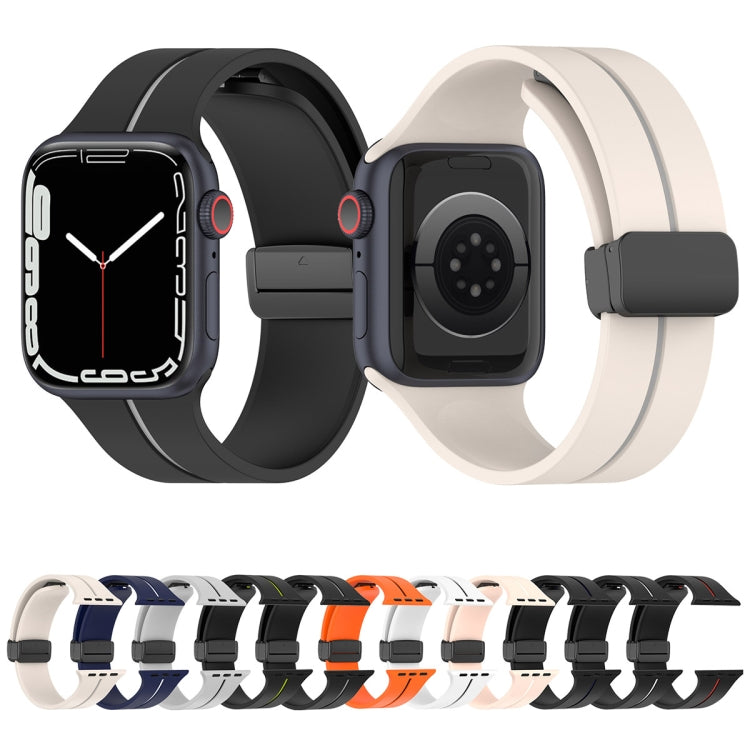 Two Color Folding Buckle Silicone Watch Band For Apple Watch 5 40mm(Black+Red)