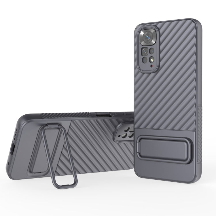 For Xiaomi Redmi Note 11 Wavy Texture TPU Phone Case with Lens Film(Grey)