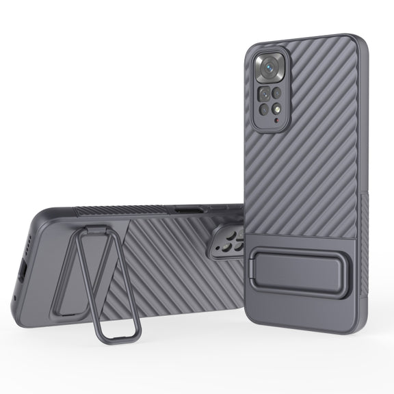 For Xiaomi Redmi Note 11 Wavy Texture TPU Phone Case with Lens Film(Grey)