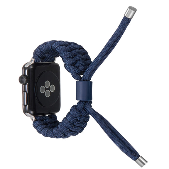 Stretch Plain Silicone Bean Watch Band For Apple Watch 38mm(Navy Blue)