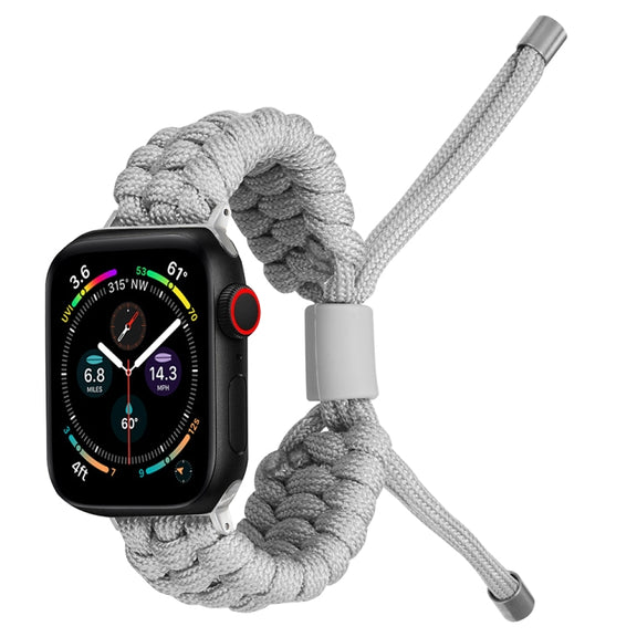 Stretch Plain Silicone Bean Watch Band For Apple Watch 38mm(Grey White)