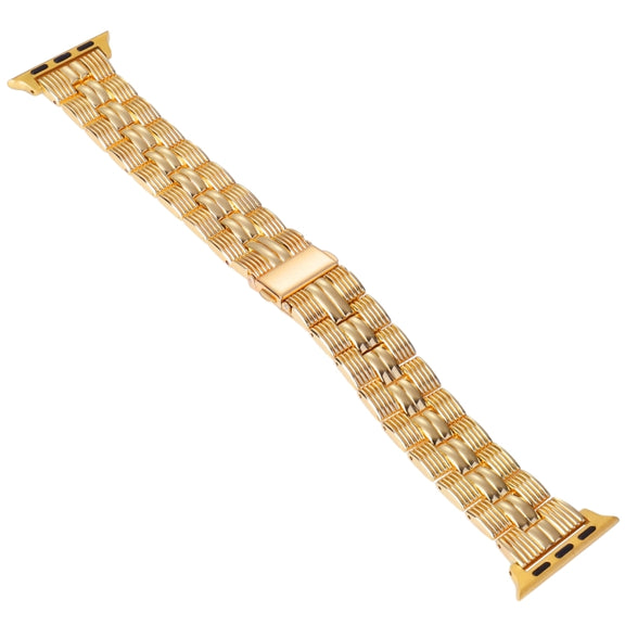 3-Beads Stripe Metal Watch Band For Apple Watch Ultra 49mm(Gold)