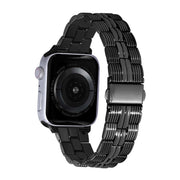 3-Beads Stripe Metal Watch Band For Apple Watch SE 2022 44mm(Black)