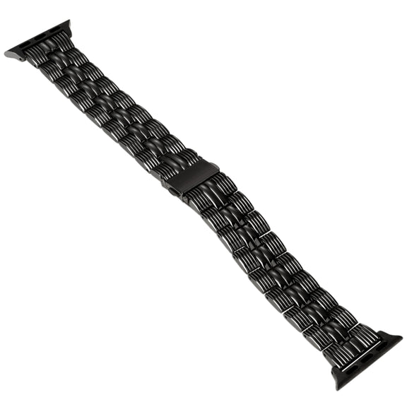 3-Beads Stripe Metal Watch Band For Apple Watch SE 2022 44mm(Black)