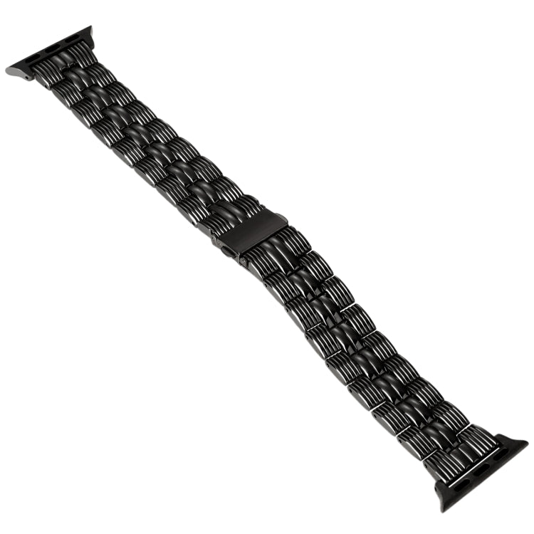 3-Beads Stripe Metal Watch Band For Apple Watch SE 2022 44mm(Black)