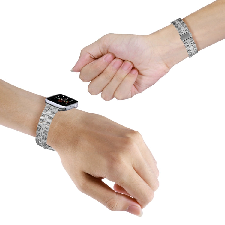 3-Beads Stripe Metal Watch Band For Apple Watch 42mm(Silver)