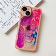 For iPhone 14 Oil Painting Electroplating TPU Phone Case(Pink)