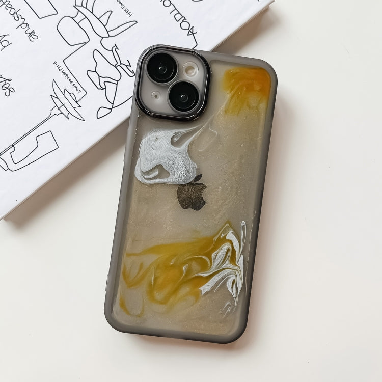 For iPhone 14 Oil Painting Electroplating TPU Phone Case(Grey)