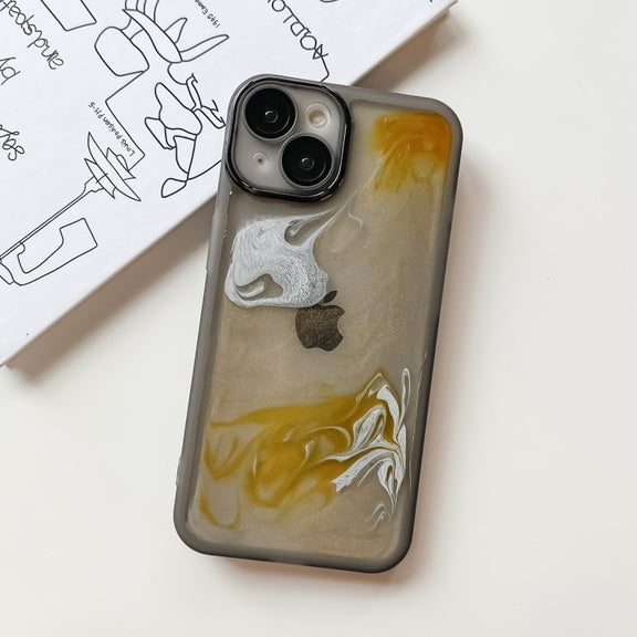 For iPhone 14 Oil Painting Electroplating TPU Phone Case(Grey)