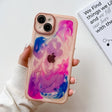 For iPhone 14 Plus Oil Painting Electroplating TPU Phone Case(Pink) - iPhone 14 Plus Cases by PMC TechLife | Online Shopping South Africa | PMC TechLife