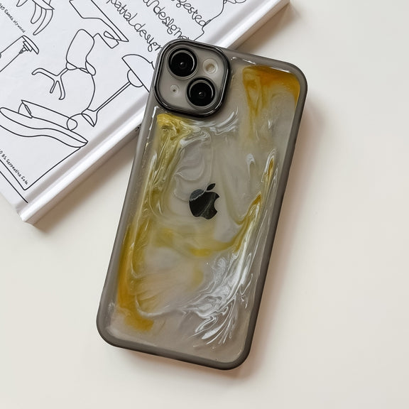For iPhone 14 Plus Oil Painting Electroplating TPU Phone Case(Grey)