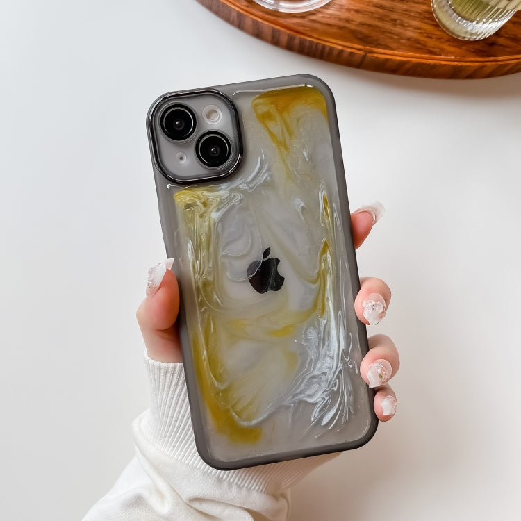 For iPhone 14 Plus Oil Painting Electroplating TPU Phone Case(Grey)