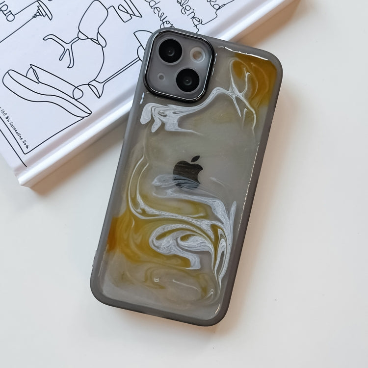 For iPhone 13 Oil Painting Electroplating TPU Phone Case(Grey)