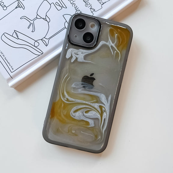 For iPhone 13 Oil Painting Electroplating TPU Phone Case(Grey)