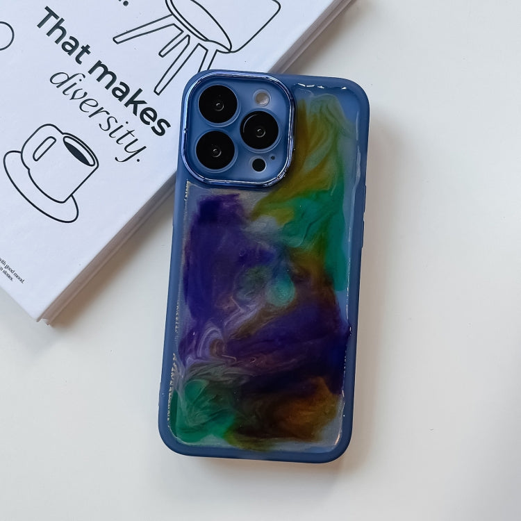 For iPhone 13 Pro Oil Painting Electroplating TPU Phone Case(Blue)