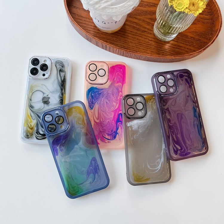 For iPhone 13 Pro Max Oil Painting Electroplating TPU Phone Case(Grey)