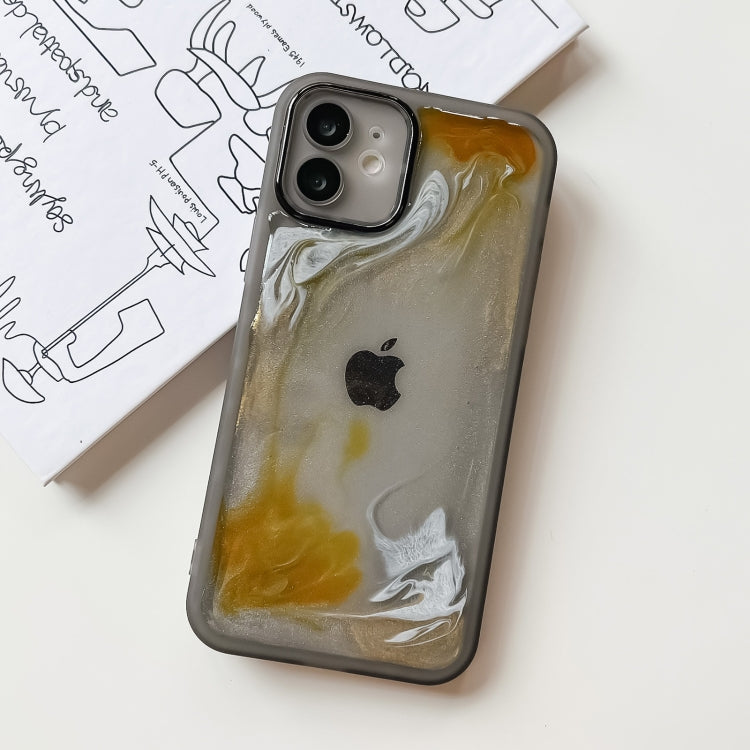 For iPhone 12 Oil Painting Electroplating TPU Phone Case(Grey)