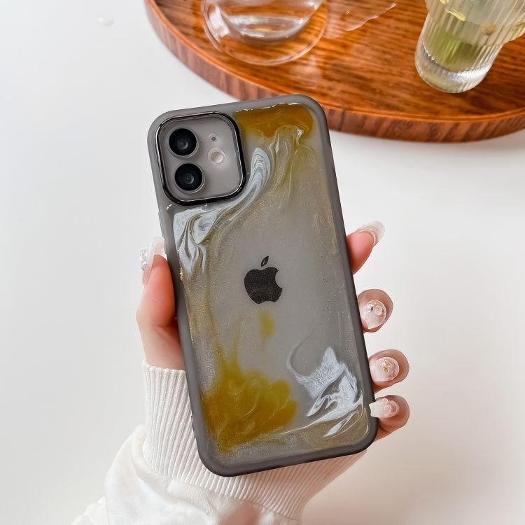 For iPhone 12 Oil Painting Electroplating TPU Phone Case(Grey)