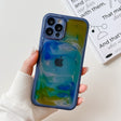 For iPhone 12 Pro Oil Painting Electroplating TPU Phone Case(Blue) - iPhone 12 / 12 Pro Cases by PMC TechLife | Online Shopping South Africa | PMC TechLife