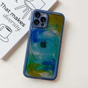 For iPhone 12 Pro Oil Painting Electroplating TPU Phone Case(Blue)