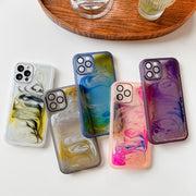 For iPhone 12 Pro Oil Painting Electroplating TPU Phone Case(Blue)