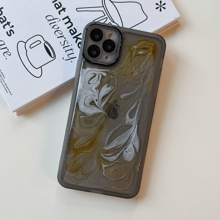 For iPhone 11 Pro Max Oil Painting Electroplating TPU Phone Case(Grey)