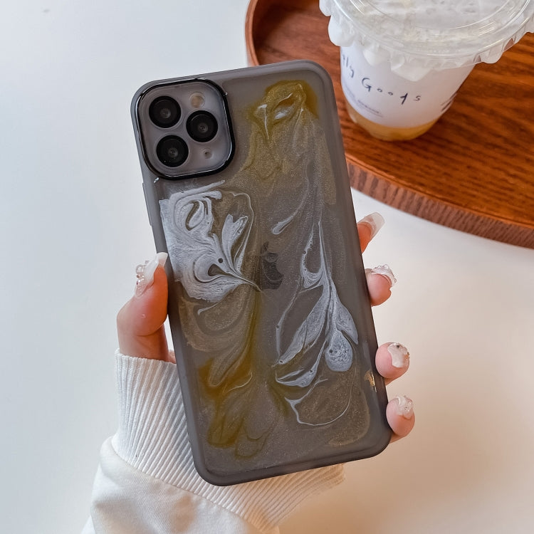 For iPhone 11 Pro Max Oil Painting Electroplating TPU Phone Case(Grey)