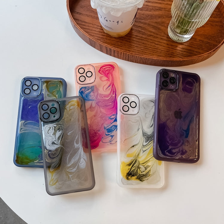 For iPhone 11 Pro Max Oil Painting Electroplating TPU Phone Case(Grey)
