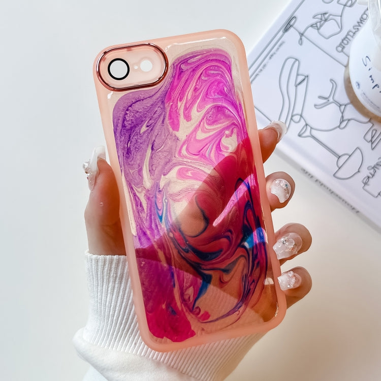 For iPhone SE 2022/2020 / 8 / 7 Oil Painting Electroplating TPU Phone Case(Pink)