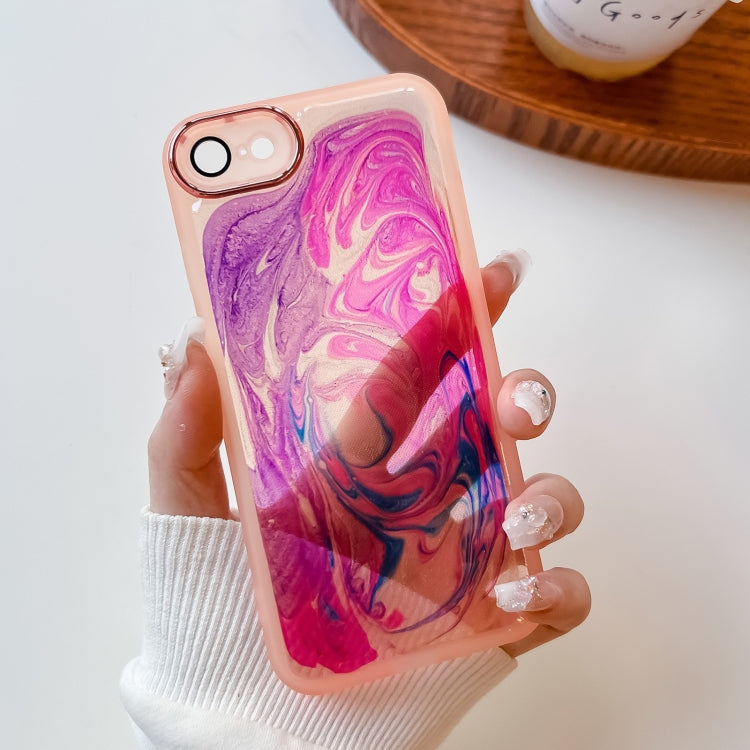 For iPhone SE 2022/2020 / 8 / 7 Oil Painting Electroplating TPU Phone Case(Pink)